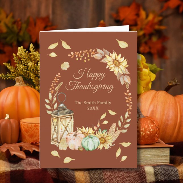 Thanksgiving Rustiskt mappat Helgdag med vattenfär Helgkort (Skapare uppladdad)