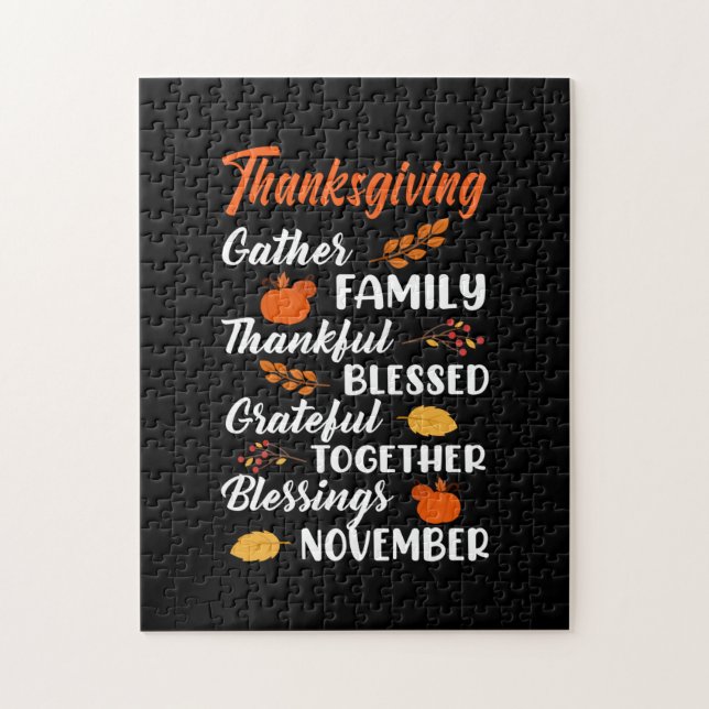 Thanksgiving Samla familj Pussel (Vertikal)