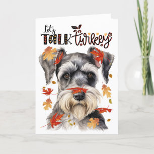 Thanksgiving Schnauzer Hund Lets Prata med Turkiet Helgkort