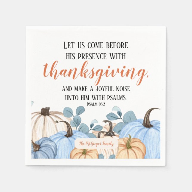 Thanksgiving Scripture Blue Pumpkin Patch Family Pappersservett (Framsidan)