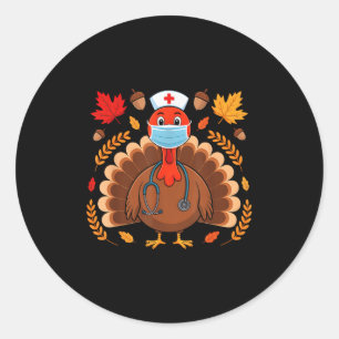 Thanksgiving SCrub Toppar Kvinnor i sjuksköterska Runt Klistermärke