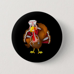 Thanksgiving SCrub Toppar Kvinnor Turkiet Helgdag Knapp