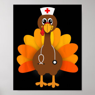 Thanksgiving SCrub Toppar Kvinnor Turkiet Helgdag Poster