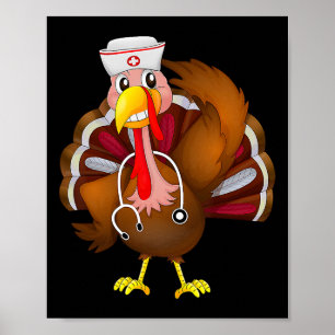 Thanksgiving SCrub Toppar Kvinnor Turkiet Helgdag Poster
