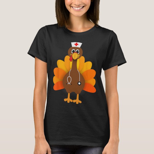 Thanksgiving SCrub Toppar Kvinnor Turkiet Helgdag T Shirt (Framsida)