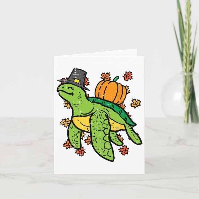 Thanksgiving Sea Turtle Cute Tortoise Fall Manar W Kort (Framsida)