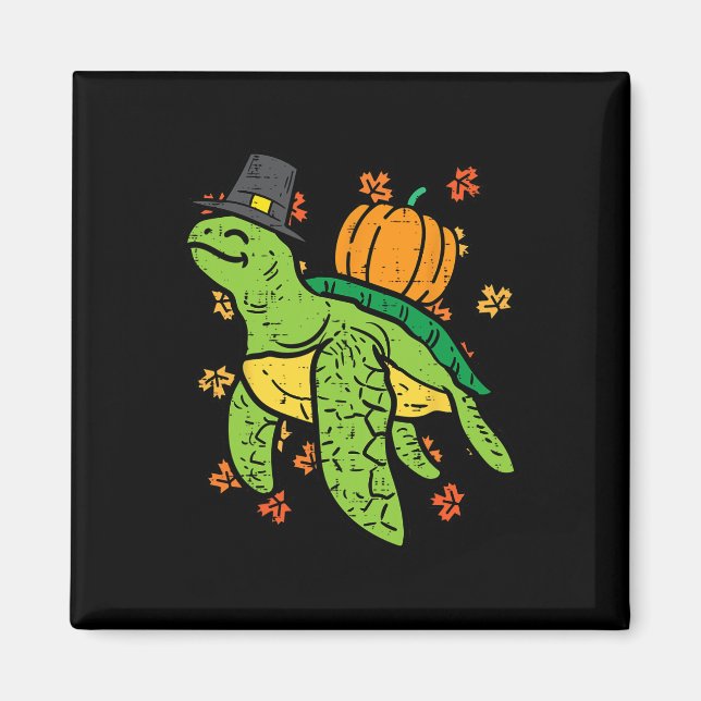 Thanksgiving Sea Turtle Cute Tortoise Fall Manar W Magnet (Framsidan)