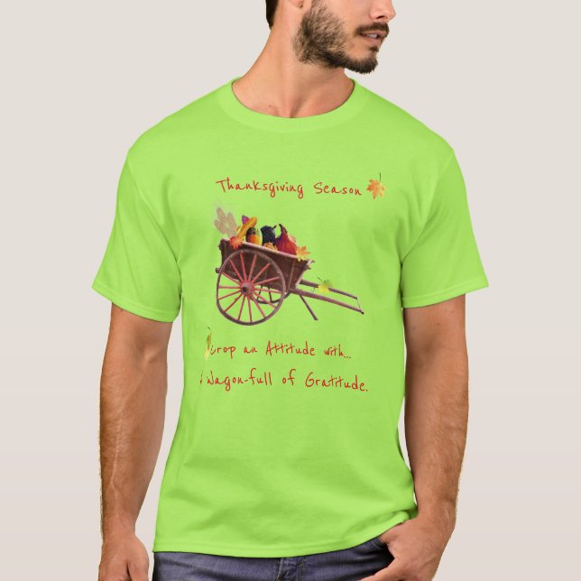 Thanksgiving Season Gratitude on Lime T Shirt (Framsida)