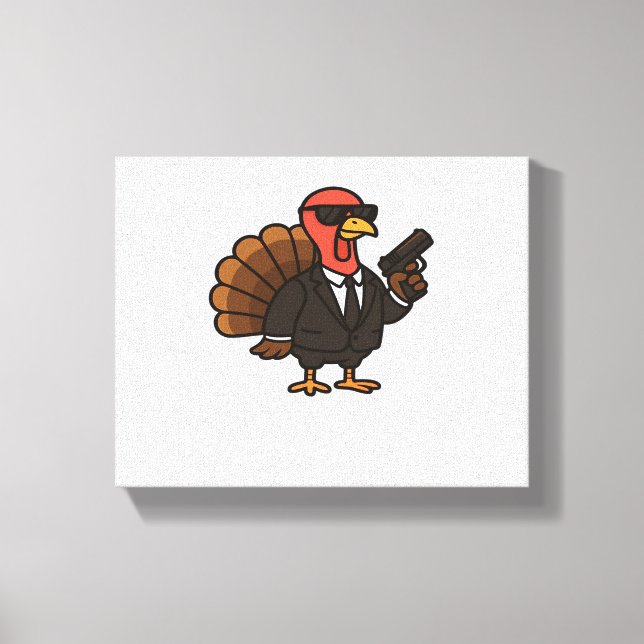Thanksgiving Secret Agent Turkey Classic T-Shirt Canvastryck (Framsida)