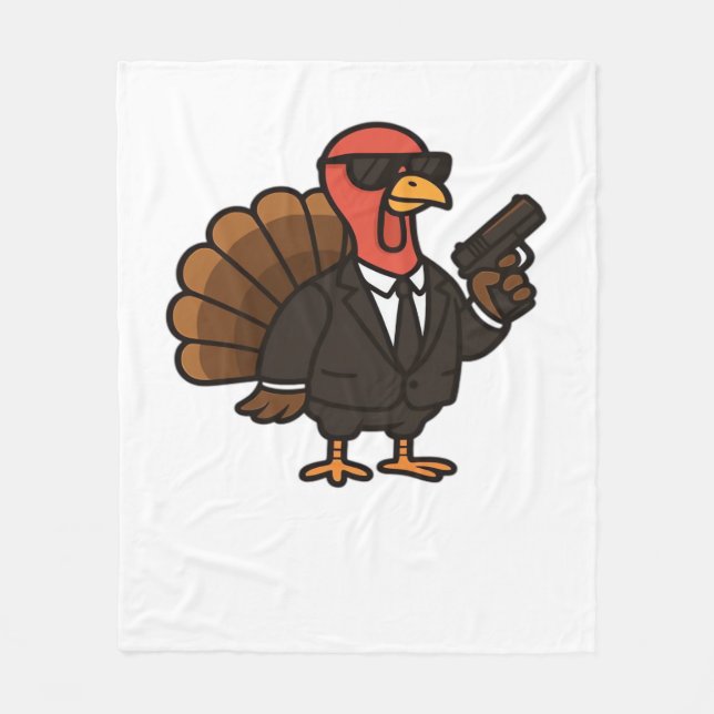 Thanksgiving Secret Agent Turkey Classic T-Shirt Fleecefilt (Framsidan)