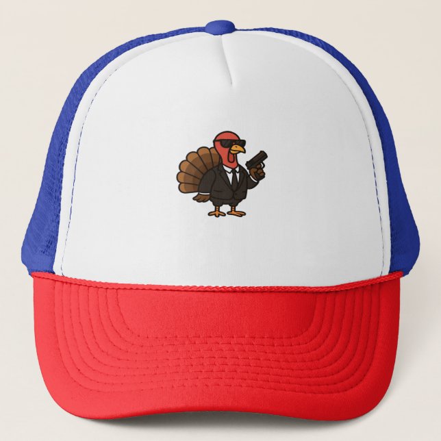 Thanksgiving Secret Agent Turkey Classic T-Shirt Keps (Framsida)