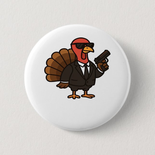 Thanksgiving Secret Agent Turkey Classic T-Shirt Knapp (Framsida)