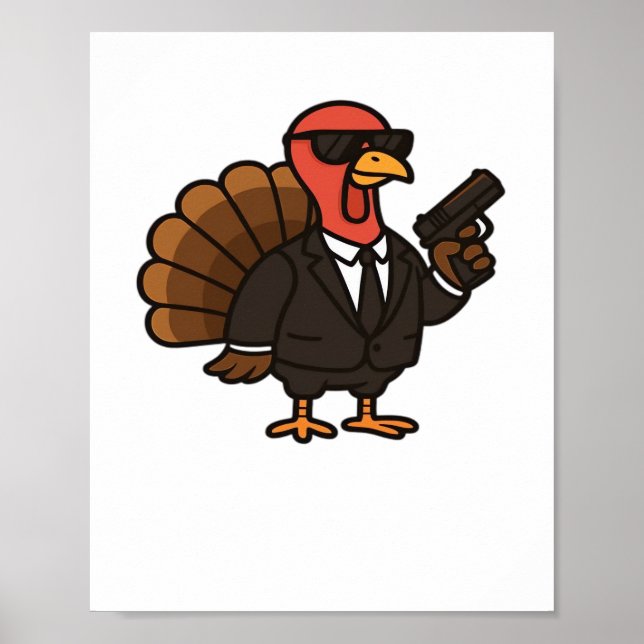 Thanksgiving Secret Agent Turkey Classic T-Shirt Poster (Framsidan)