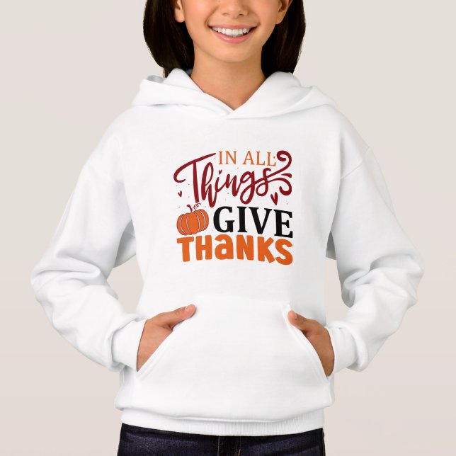 Thanksgiving Series Girl's Pullover Hoodie T Shirt (Framsida)