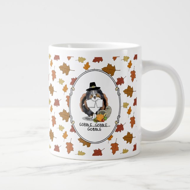Thanksgiving Shetland Sheepdog (blå merle) Jumbo Mugg (Höger)