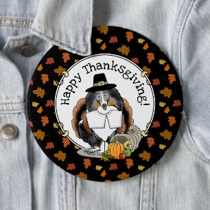 Thanksgiving Shetland Sheepdog (blå merle) Knapp