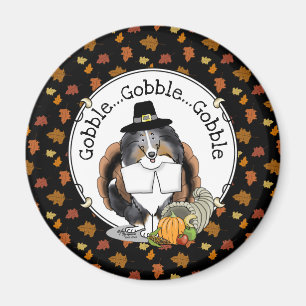 Thanksgiving Shetland Sheepdog (blå merle) Magnet
