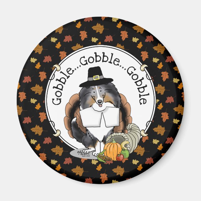 Thanksgiving Shetland Sheepdog (blå merle) Magnet (Framsidan)