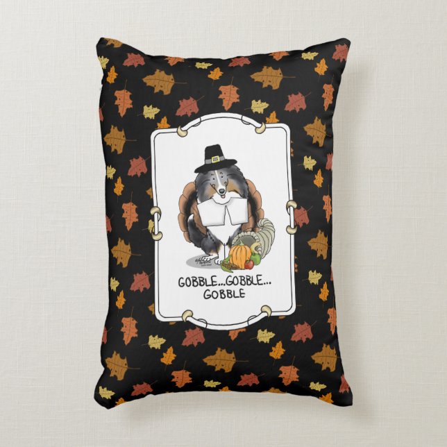 Thanksgiving Shetland Sheepdog (blå merle) Prydnadskudde (Framsidan(Vertikal))