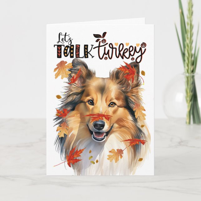 Thanksgiving Shetland Sheepdog Hund Tala Turkiet Helgkort (Framsida)