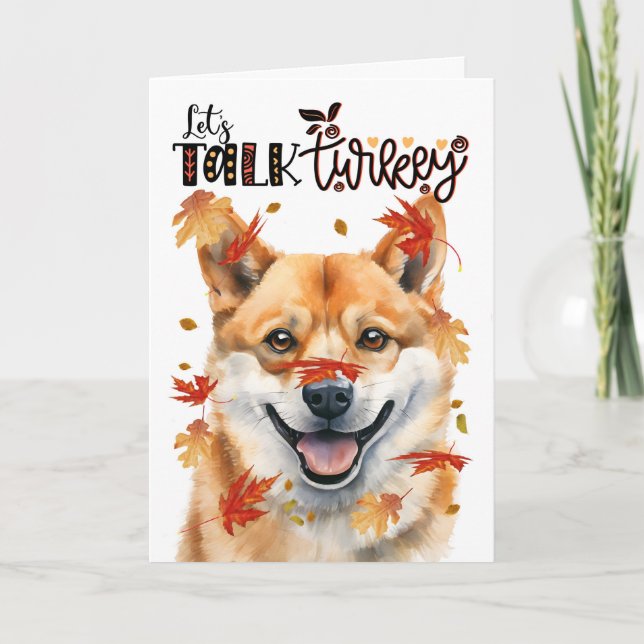 Thanksgiving Shiba Inu Hund Låt oss Tala Turkiet Helgkort (Framsida)