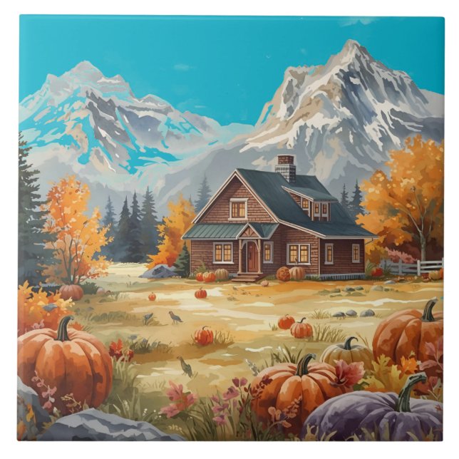 Thanksgiving,Skörd tid lycka till Kakelplatta (Framsidan)