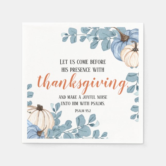 Thanksgiving Skriptblått pumpade hörn Pappersservett (Framsidan)