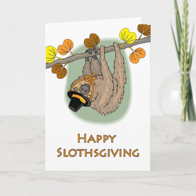 Thanksgiving Sloth, Lycklig Slothsgiving Kort (Framsida)