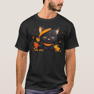 Thanksgiving söt svart katt Kitten Älskare lycklig T Shirt