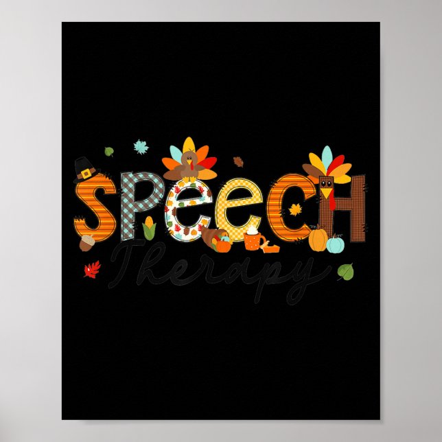Thanksgiving Speech Therapy Thankful Slp Turkey Sp Poster (Framsidan)