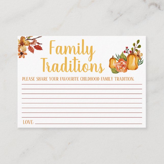 Thanksgiving, spel för familjetraditioner, babyklä tilläggskort (Framsida)