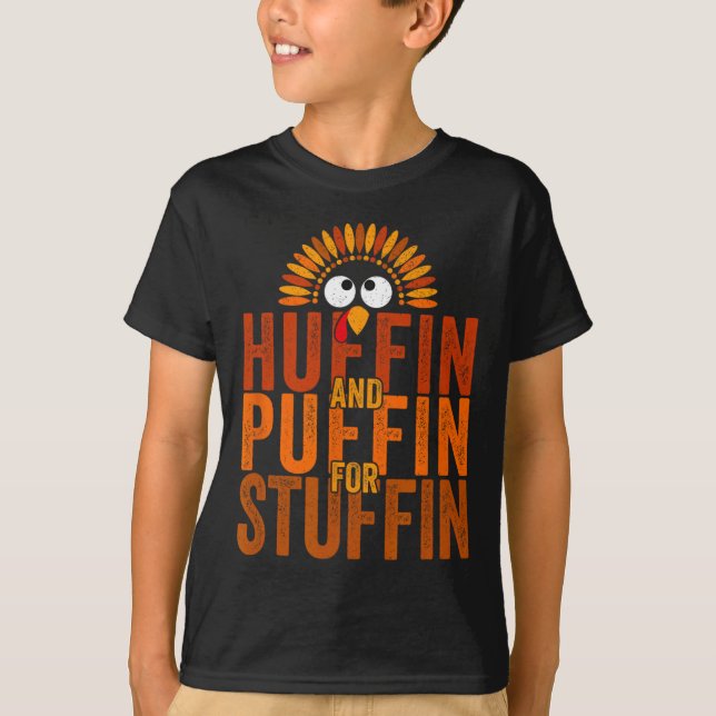 Thanksgiving Springa Turkiet Trot - Huffin och Puf T Shirt (Framsida)