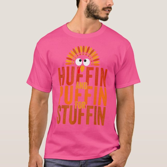 Thanksgiving Springa Turkiet Trot Huffin och Puffi T Shirt (Framsida)