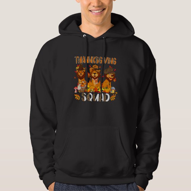 Thanksgiving Squad Leopard Three Fall Lions Wearin Hoodie (Framsida)