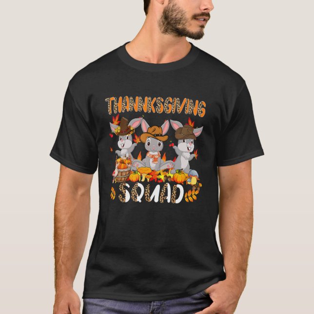 Thanksgiving Squad Leopard Three Fall Rabbits Bära T Shirt (Framsida)