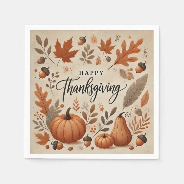 Thanksgiving Standard Cocktail Napkins Pappersservett (Framsidan)