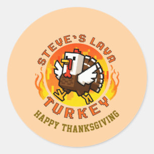 Thanksgiving Steve's Lava Kalkon Tallrik Runt Klistermärke