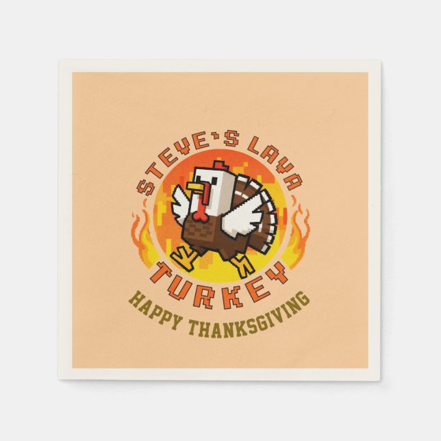 Thanksgiving Steve's Lava Turkey Plate Pappersservett (Framsidan)