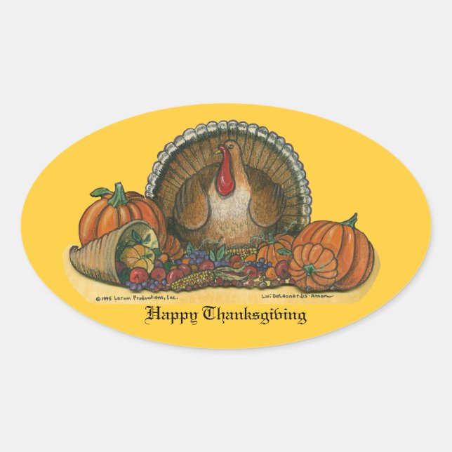 Thanksgiving Stickers Ovalt Klistermärke (Framsida)