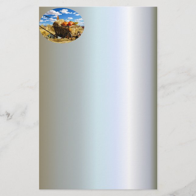 Thanksgiving Straw Wagon i Fält Brevpapper (Framsida)