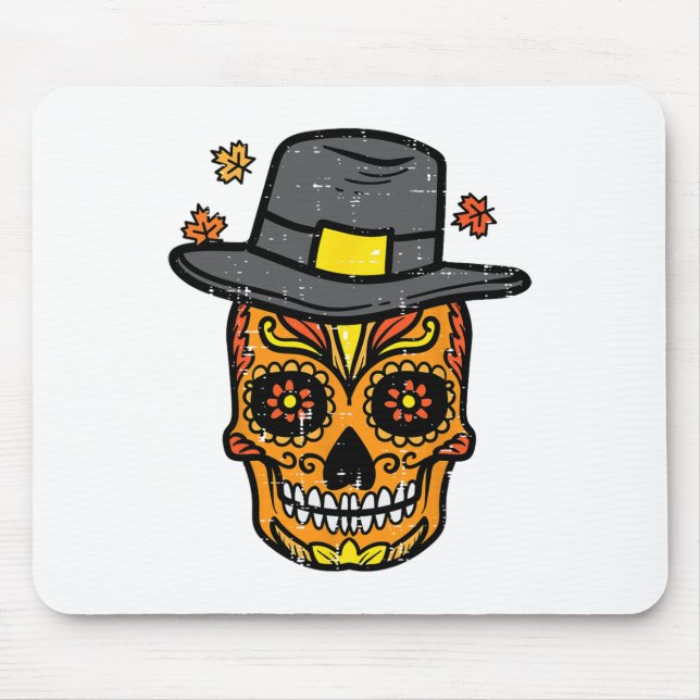 Thanksgiving Sugar Skull Pilgrim Fall Mexikanska M Musmatta (Framsidan)