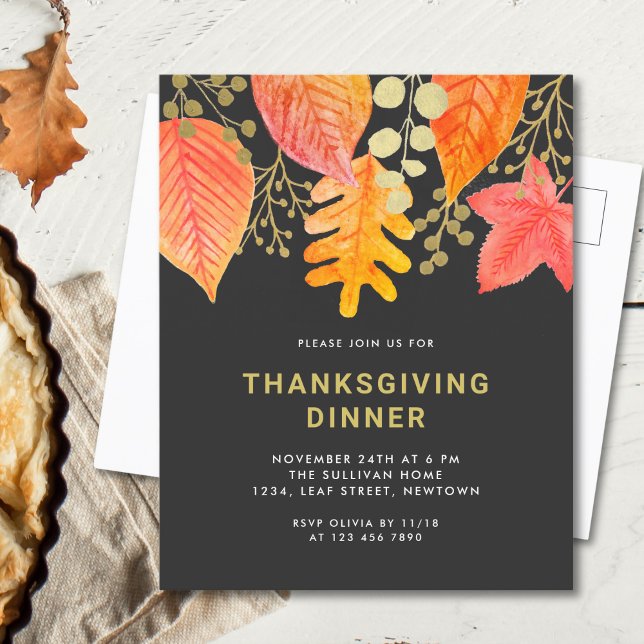 Thanksgiving - svart mörker inbjudan vykort (Skapare uppladdad)