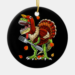 Thanksgiving T Rex Dinosaur Funny Turkey Costume Julgransprydnad Keramik