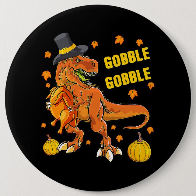 Thanksgiving T Rex Dinosaur Turkey Costume Kids Gi Knapp (Framsida)