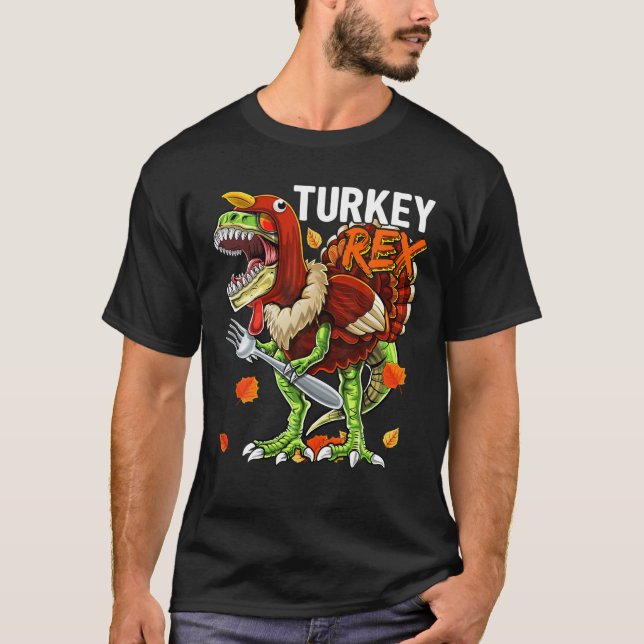 Thanksgiving T Rex Dinosaur Turkey Costume Kids Gi T Shirt (Framsida)