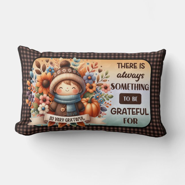 Thanksgiving tacksam Lumbar Pillow Lumbarkudde (Framsida)