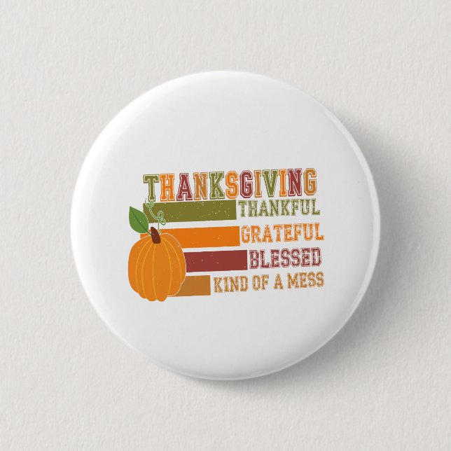 Thanksgiving tacksam välsignad knapp (Framsida)