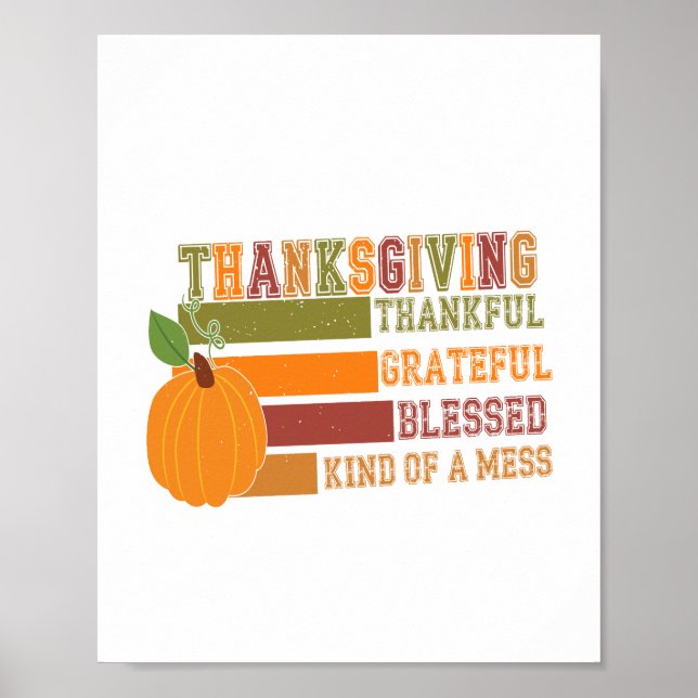 Thanksgiving tacksam välsignad poster (Framsidan)