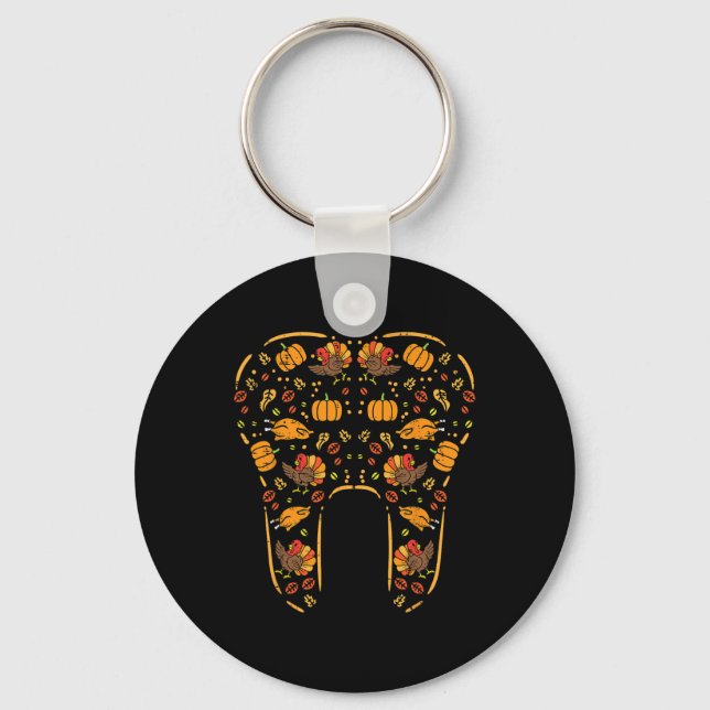 Thanksgiving Tand Cute Fall Teeth Dental Dentist Nyckelring (Framsida)