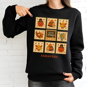 Thanksgiving Teacher Frimärke Collage Mysigt väx T Shirt